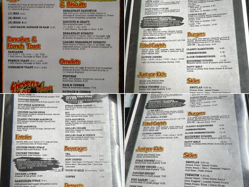 Stevens Gap Menu