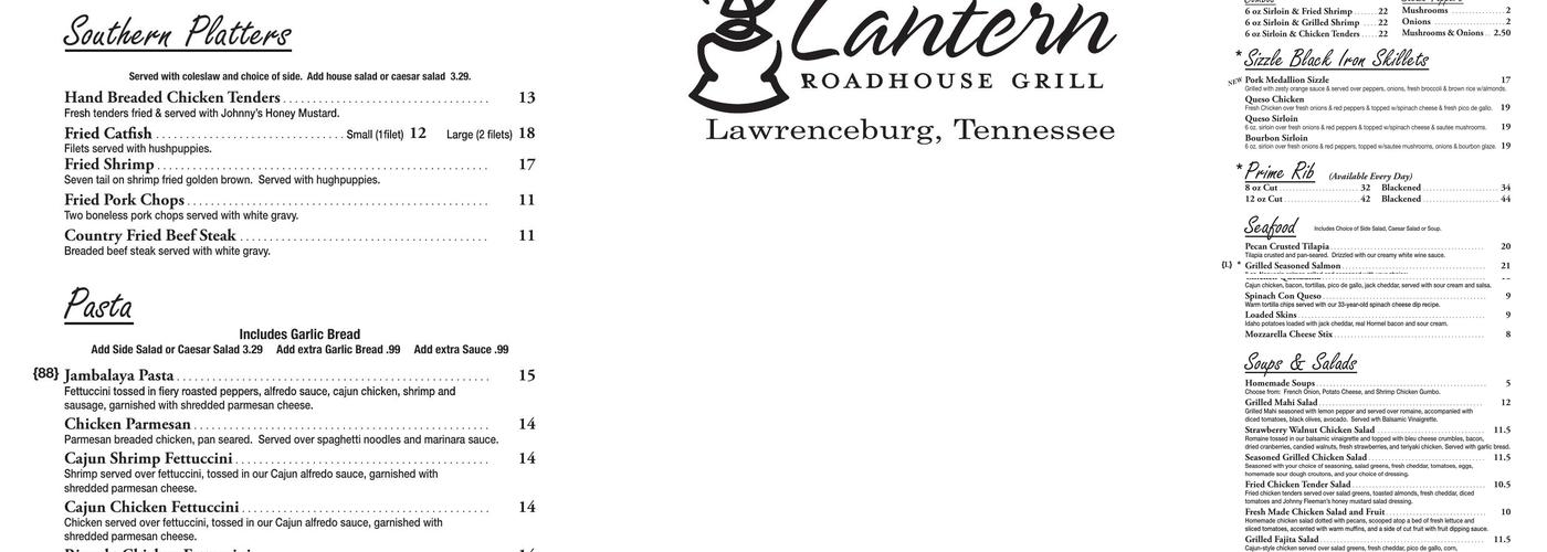 Brass Lantern Menu