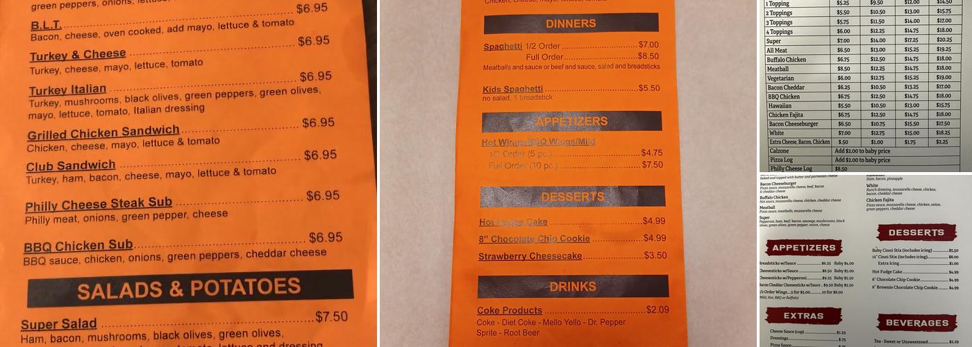 Snappy's Pizza Menu