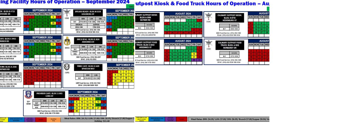 Camp Wilcox DFAC Menu