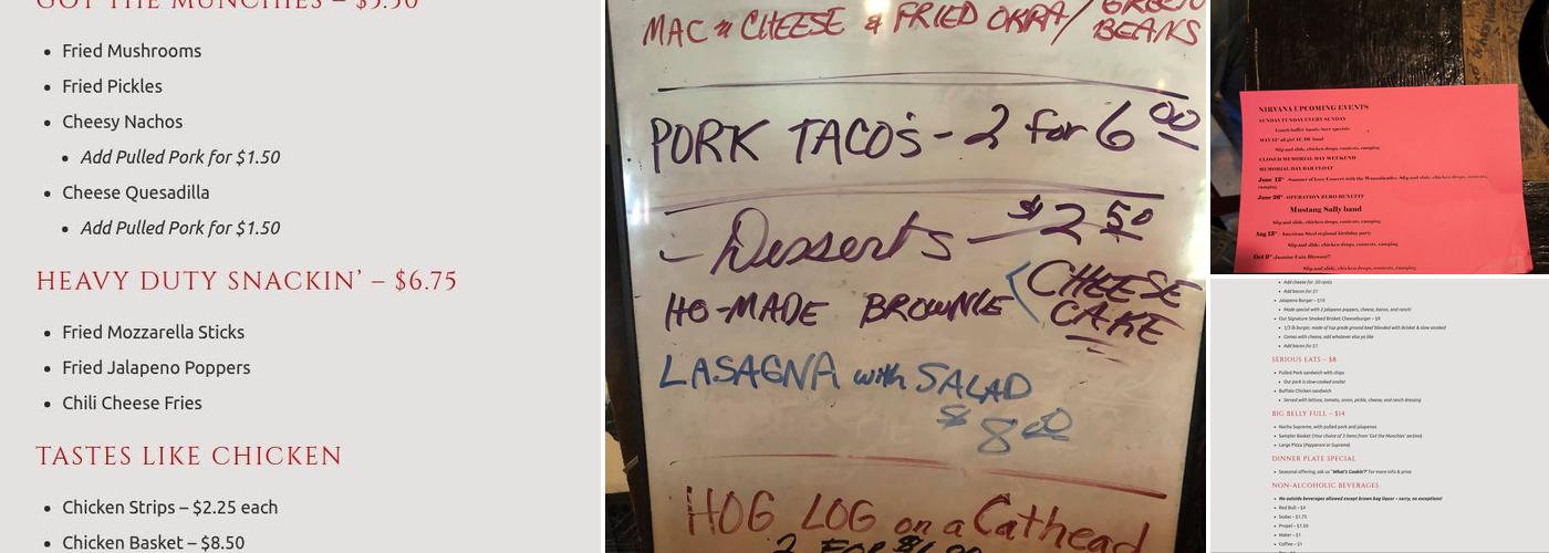 Nirvana Roadhouse Menu