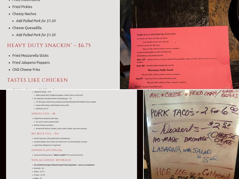 Nirvana Roadhouse Menu