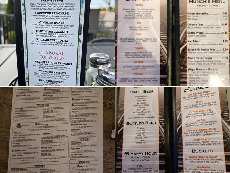 Tavern on the Trax Menu