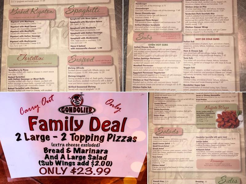 Gondolier Pizza & Italian Menu