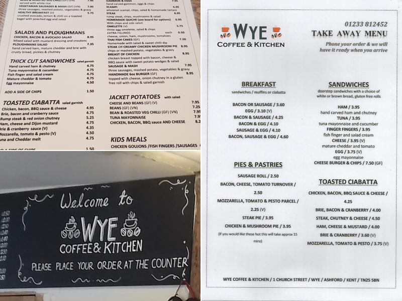 Wye Coffee Shop and Kitchen Menu