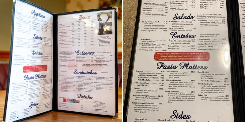 Gondola Pizza House Menu