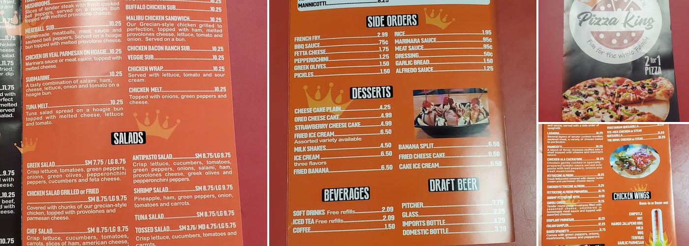 Pizza King Menu