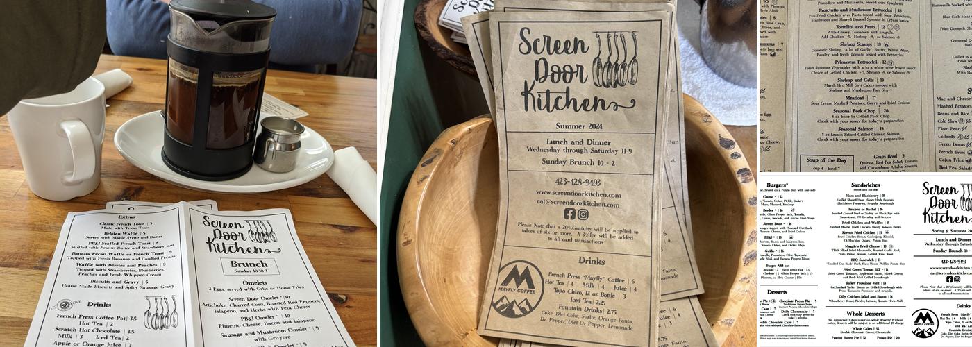 Screen Door Kitchen Menu