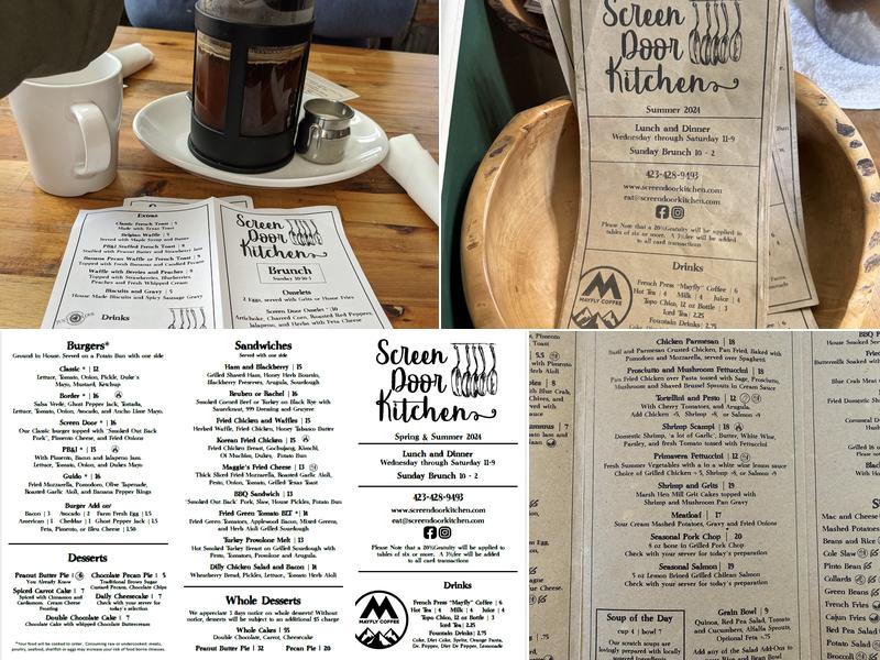 Screen Door Kitchen Menu