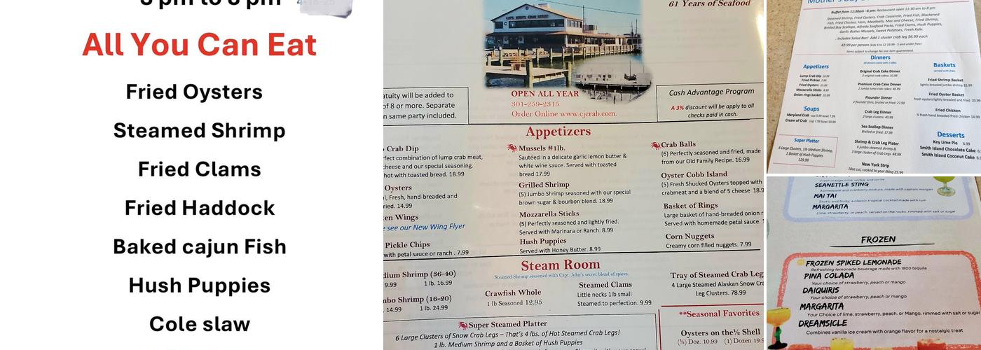 Captain John's Crab House Menu
