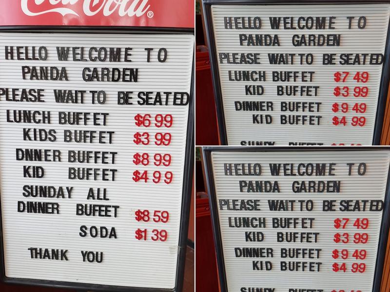 Panda Garden Buffet Menu