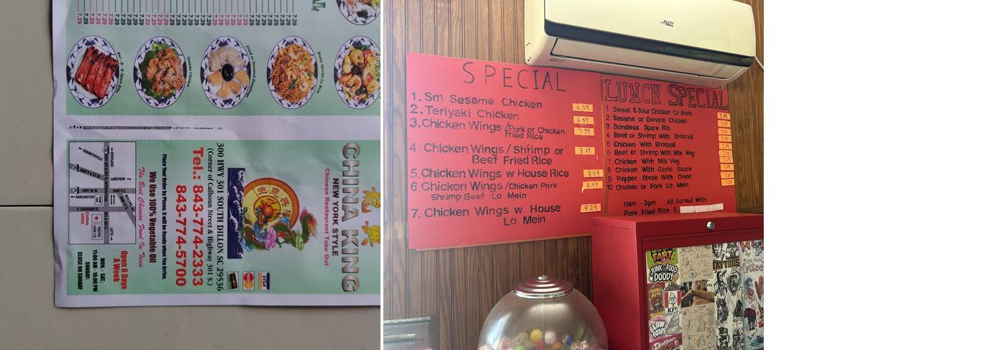 China King Menu