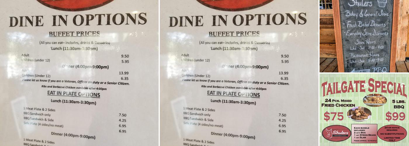 Shuler's BBQ Menu