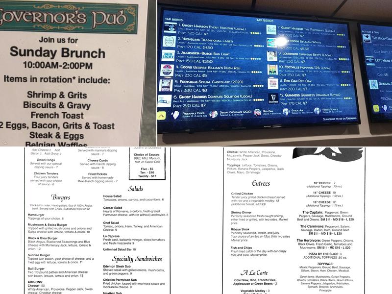 Governor's Pub Menu