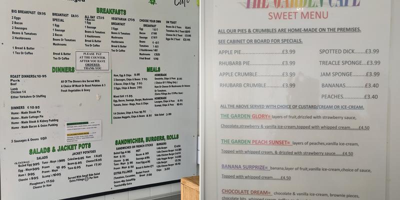 The Coastal Park Garden Cafe Menu