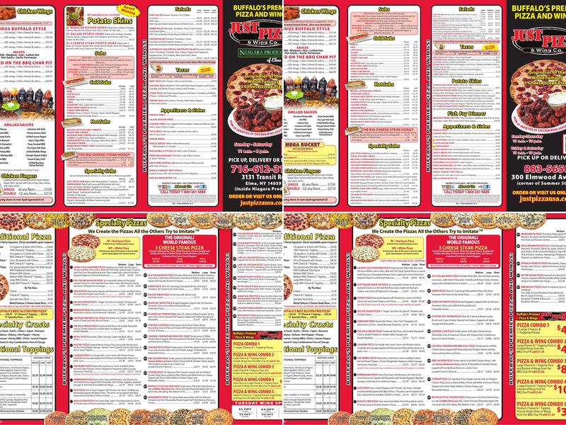 Just Pizza Menu
