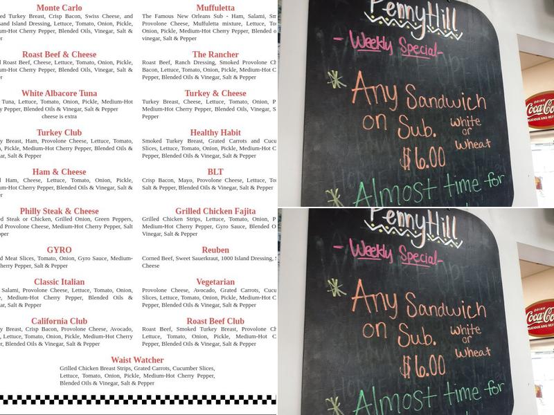 Penny Hill Shoppe Menu