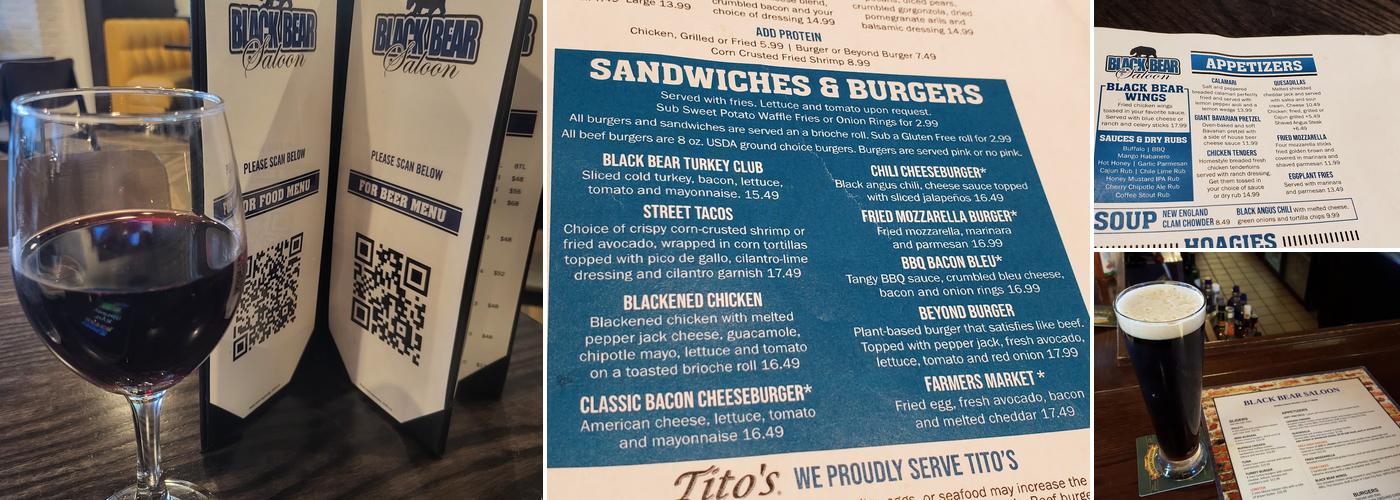 Black Bear Saloon Menu
