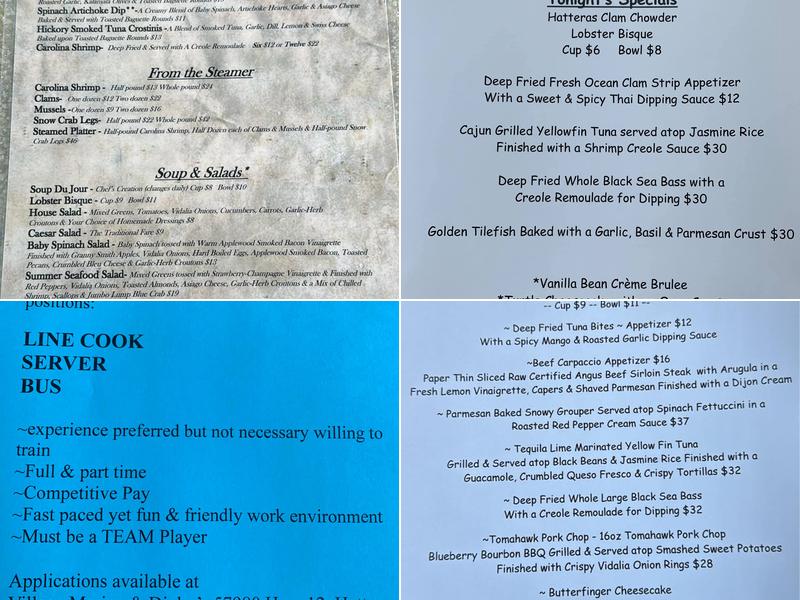Dinky's Waterfront Restaurant Menu
