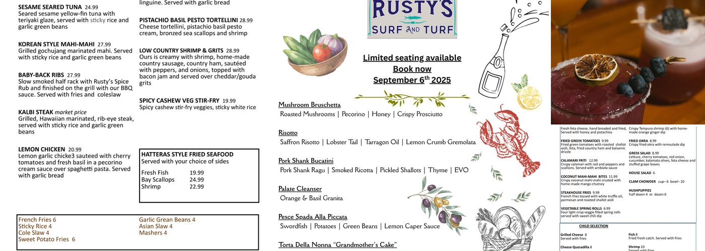 Rusty's Surf & Turf Menu