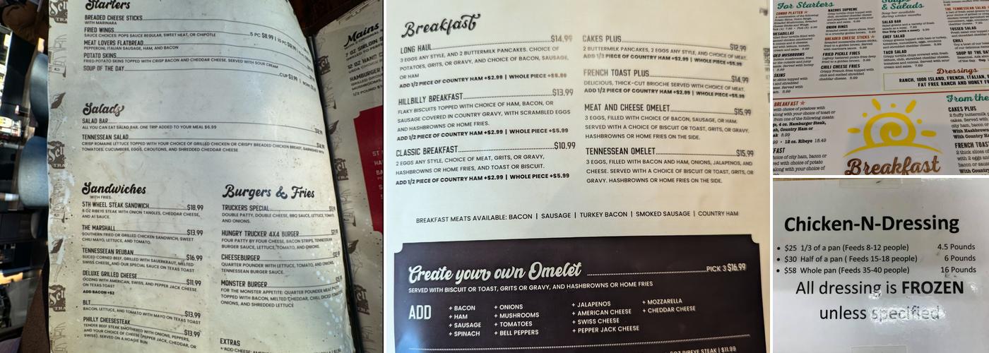 Pop's Barbeque Menu