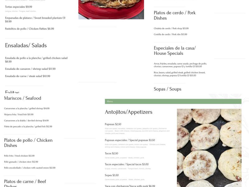 Virginia's Restaurant Menu