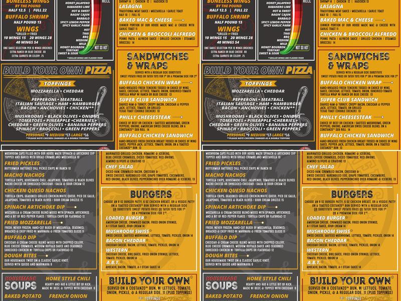 Buffalo Brothers of Lake Boone Menu