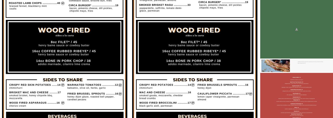 Circa Grill Menu
