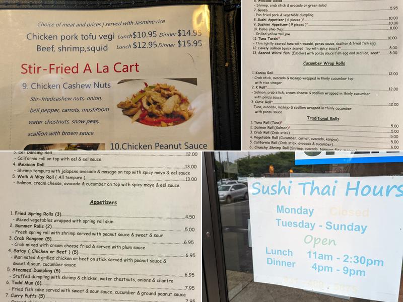 Sushi Thai Menu