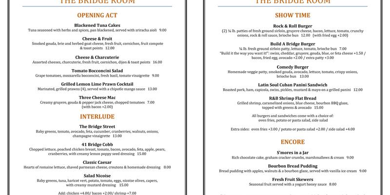 Bridge Street Restaurant Menu