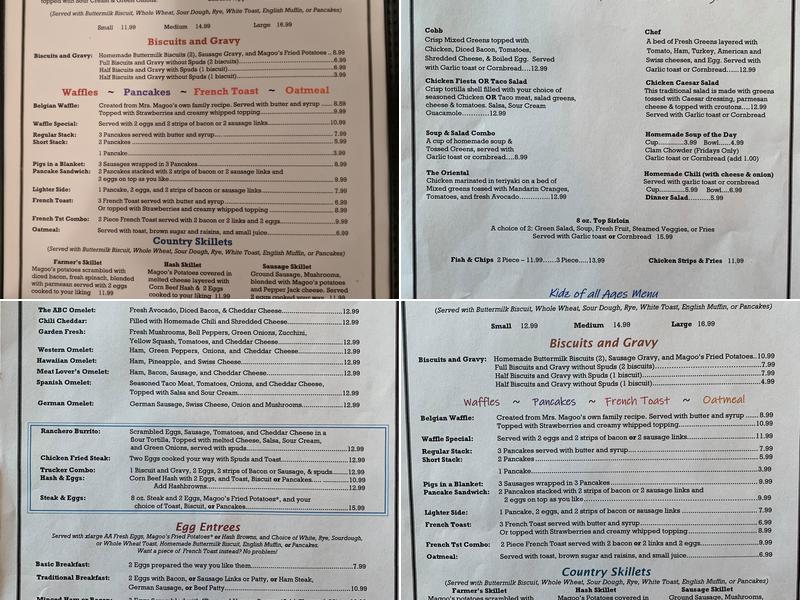 Magoo's Restaurant Menu