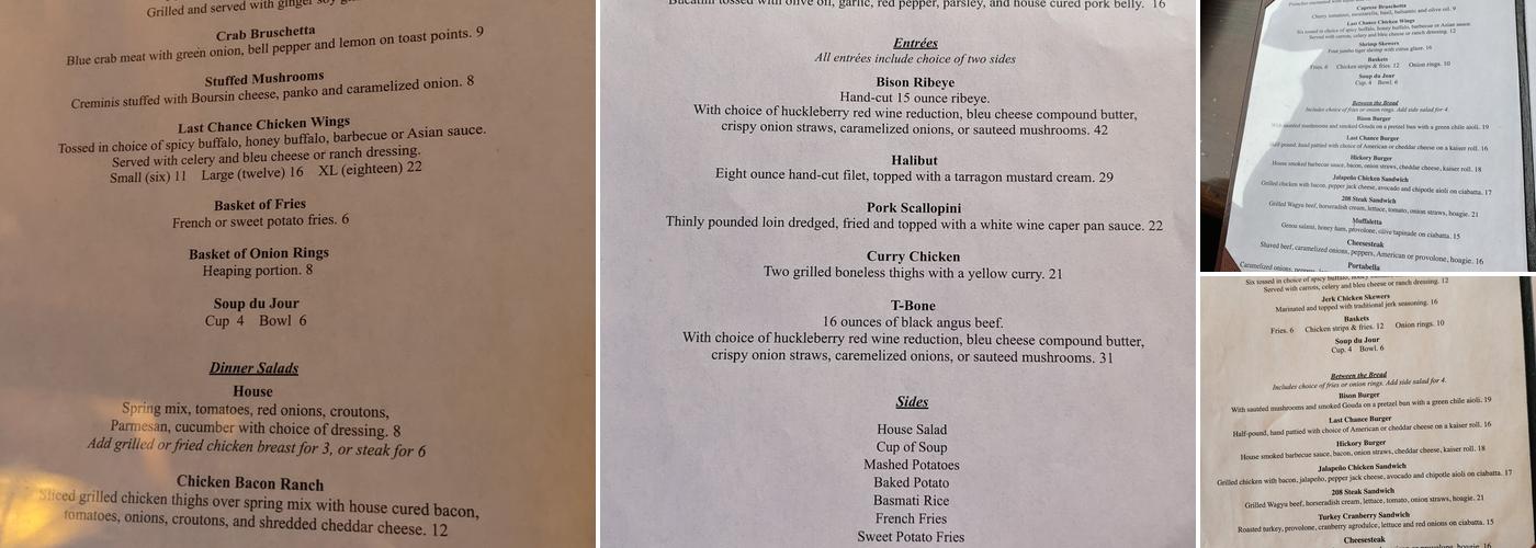 Last Chance Bar & Grill at TroutHunter Menu