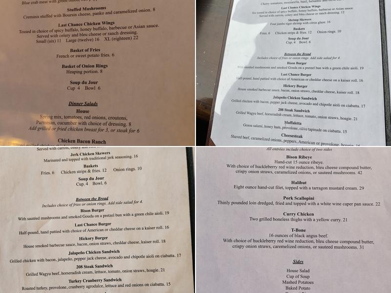 Last Chance Bar & Grill at TroutHunter Menu