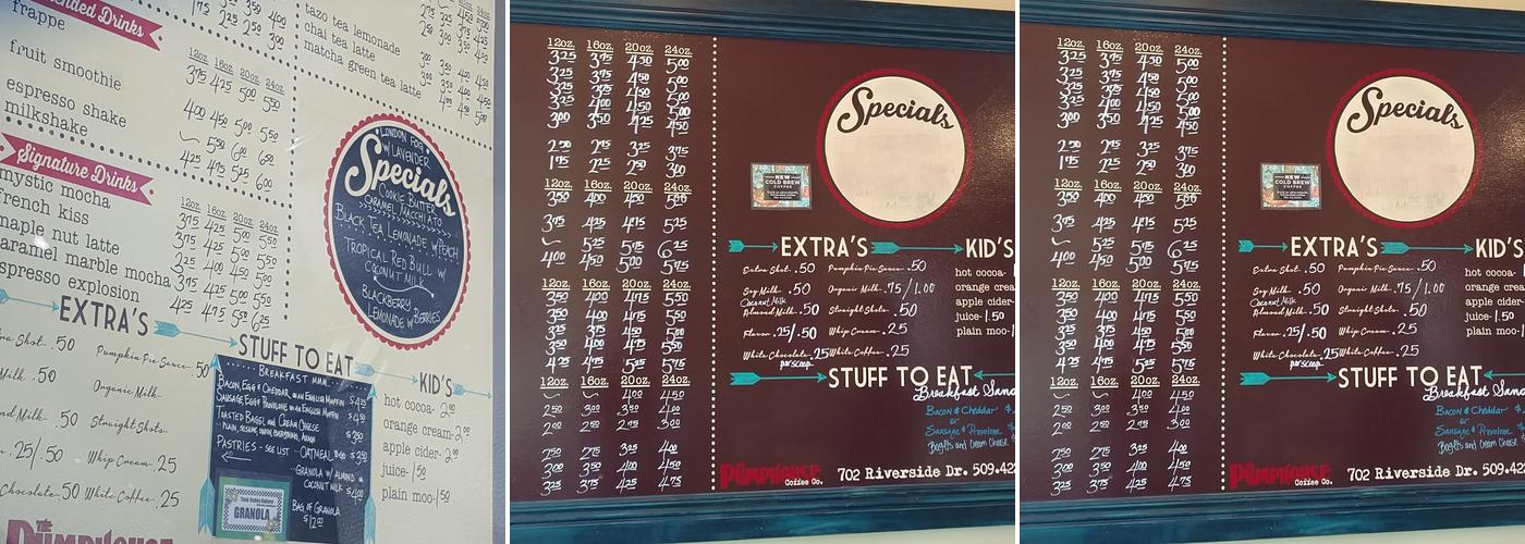 Pumphouse Coffee Menu