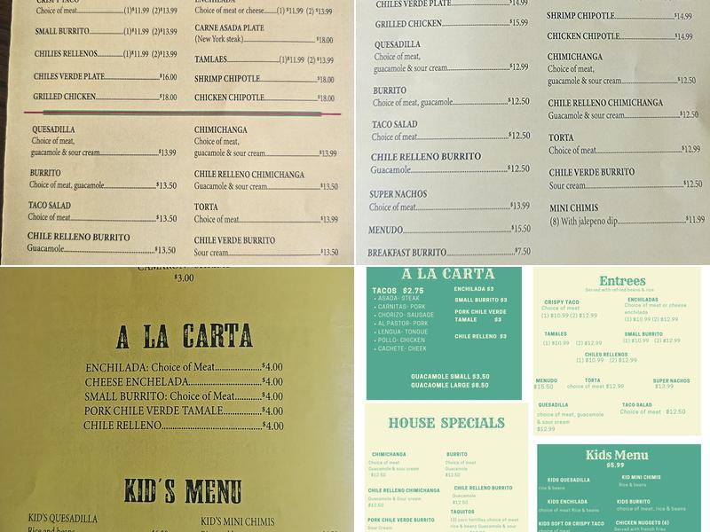 El Sombrero Menu