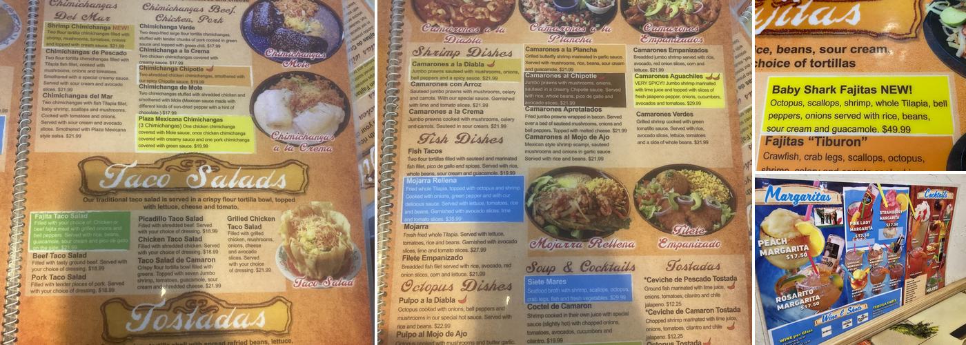 Plaza Mexicana Menu