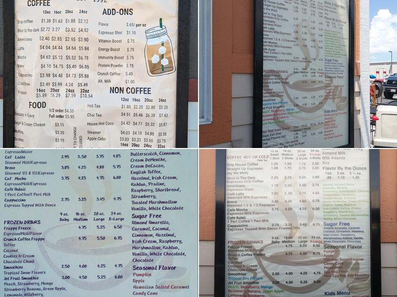 Shivers n Jitters Espresso Menu