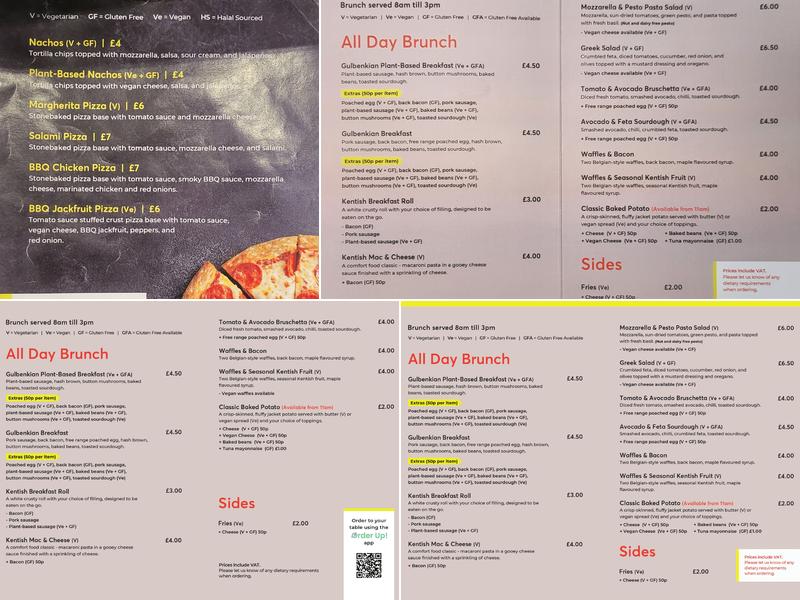 Gulbenkian Cafe Bar Menu