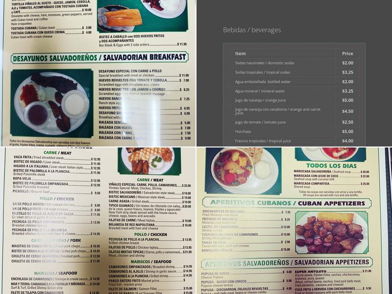 Cafe Vinales Menu