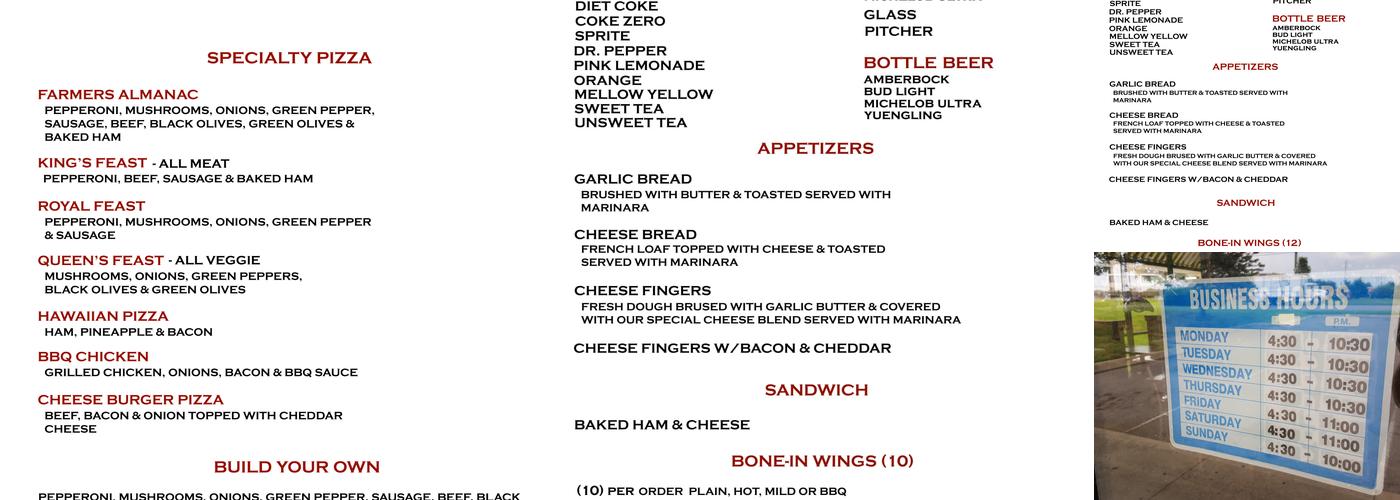 Sir Pizza Menu