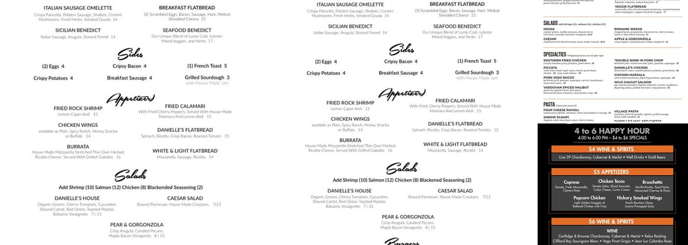 Danielle's Scratch Kitchen Menu