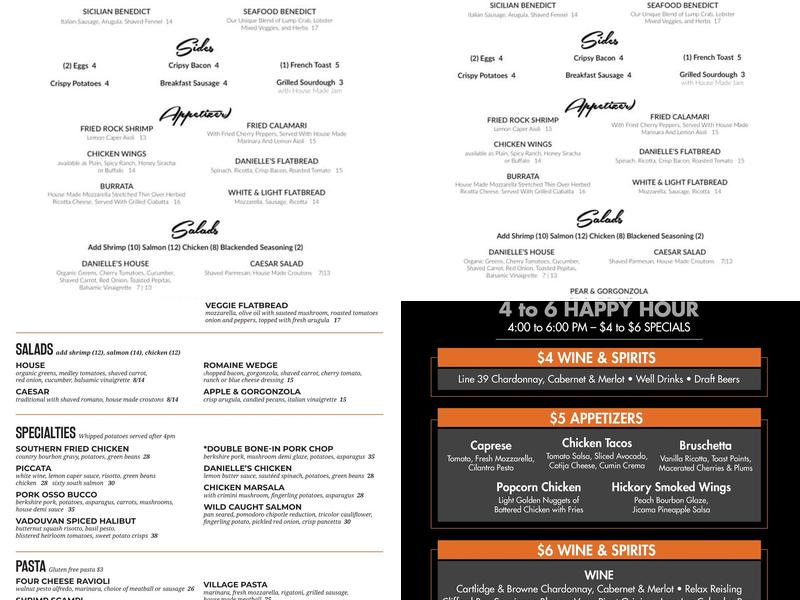 Danielle's Scratch Kitchen Menu
