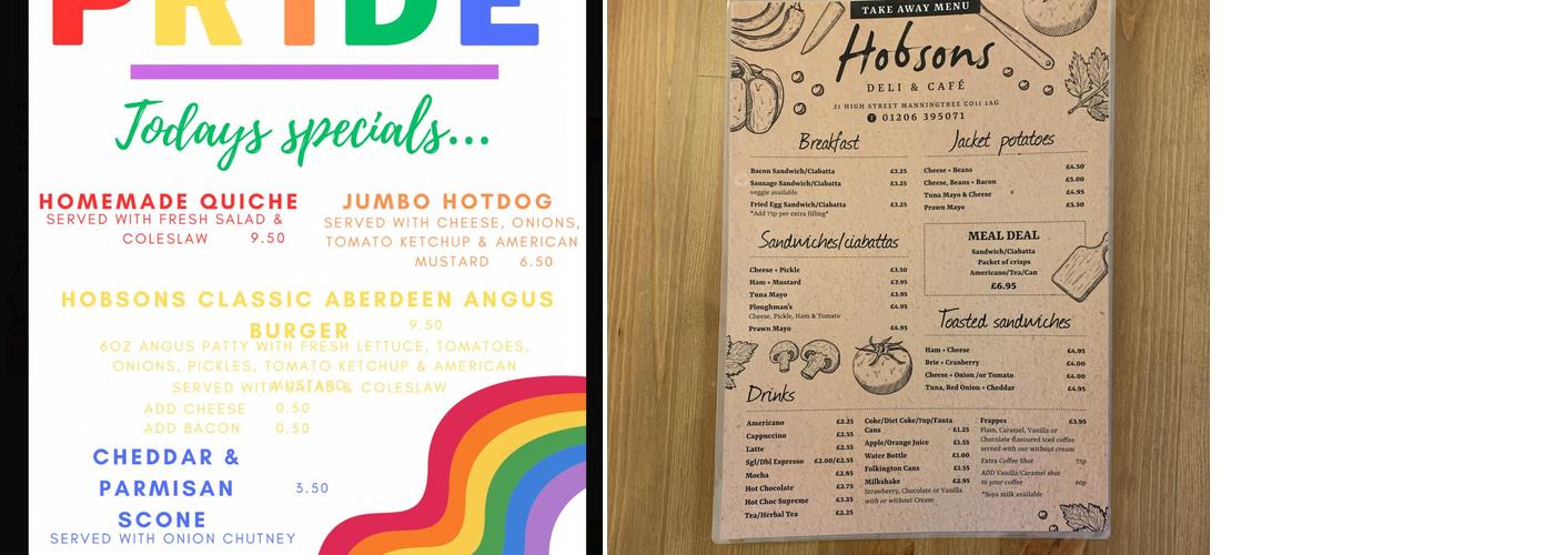 Hobsons Deli & Cafe Menu