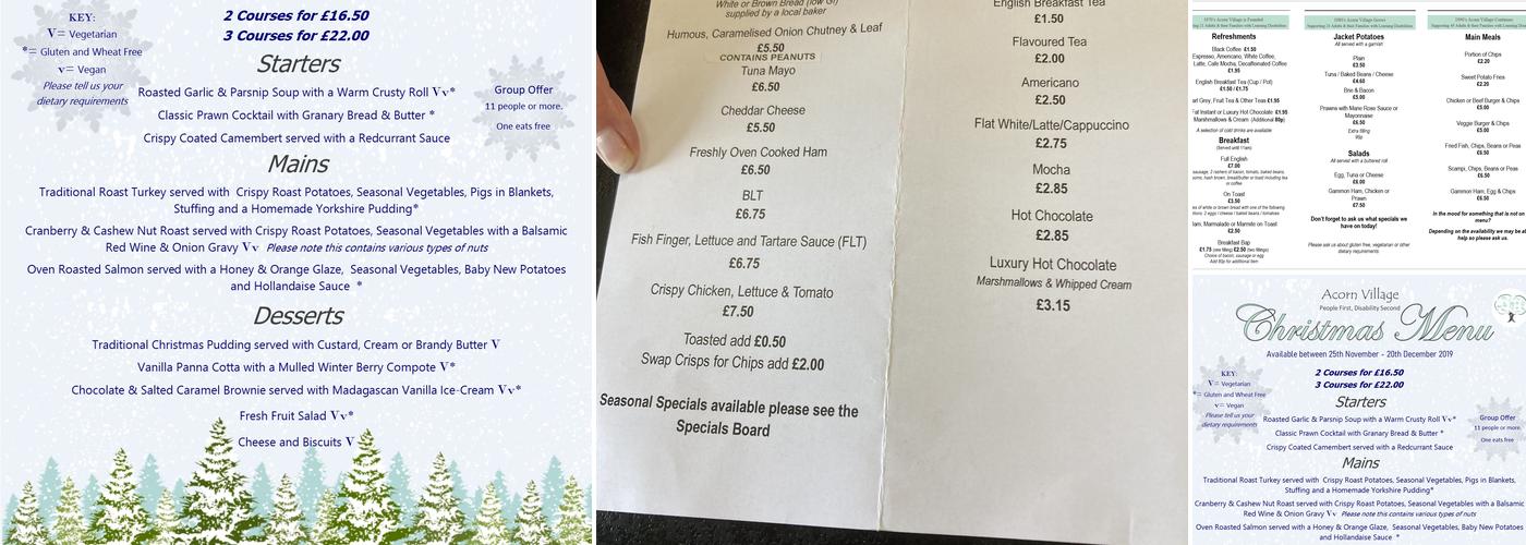 The Walled Garden Cafe Menu