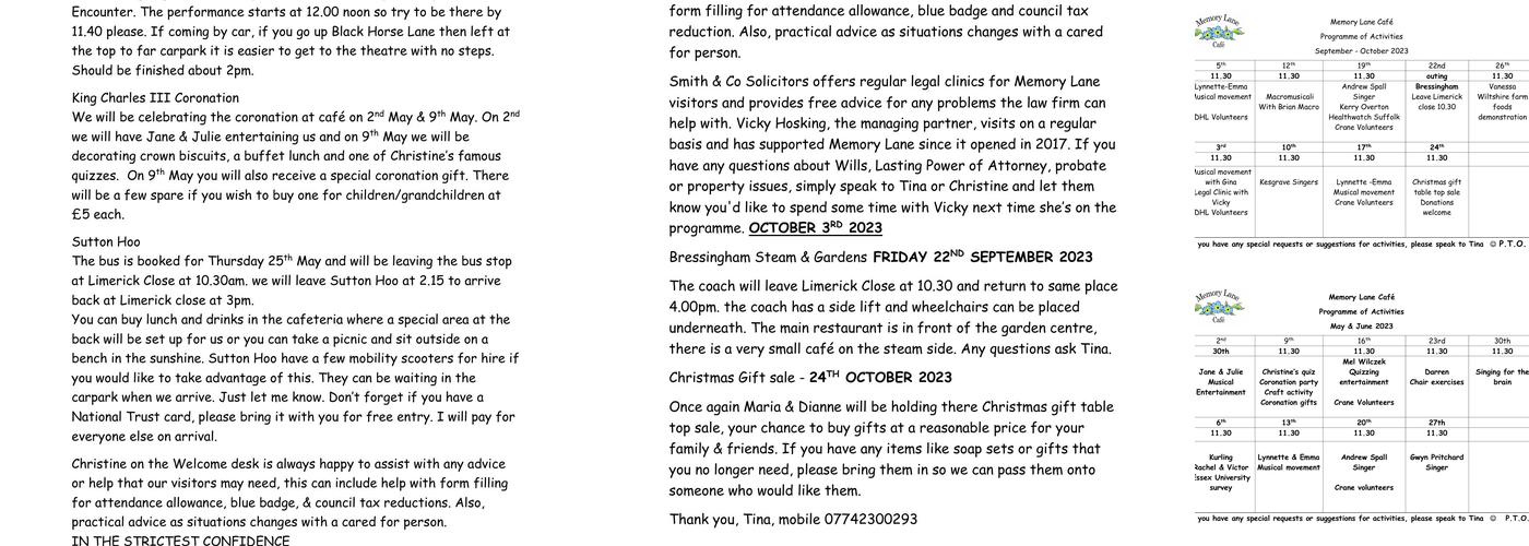 Memory Lane Cafe Ipswich Menu