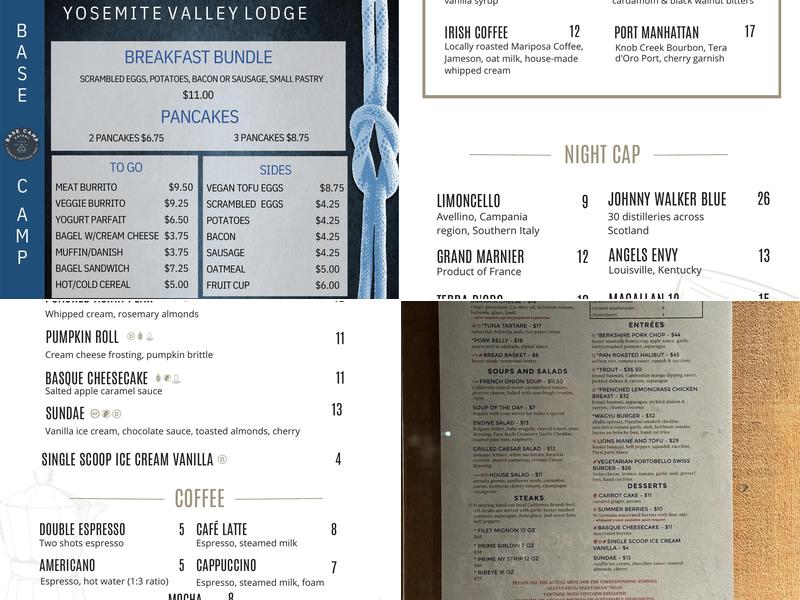 The Mountain Room Menu