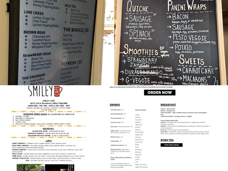 The Smiley Cafe Menu
