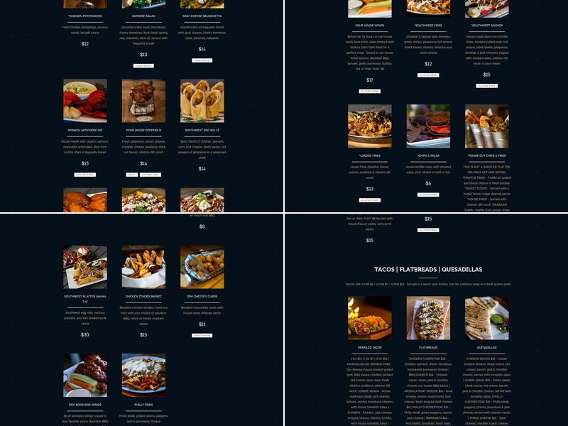 Derailed Pour House Menu