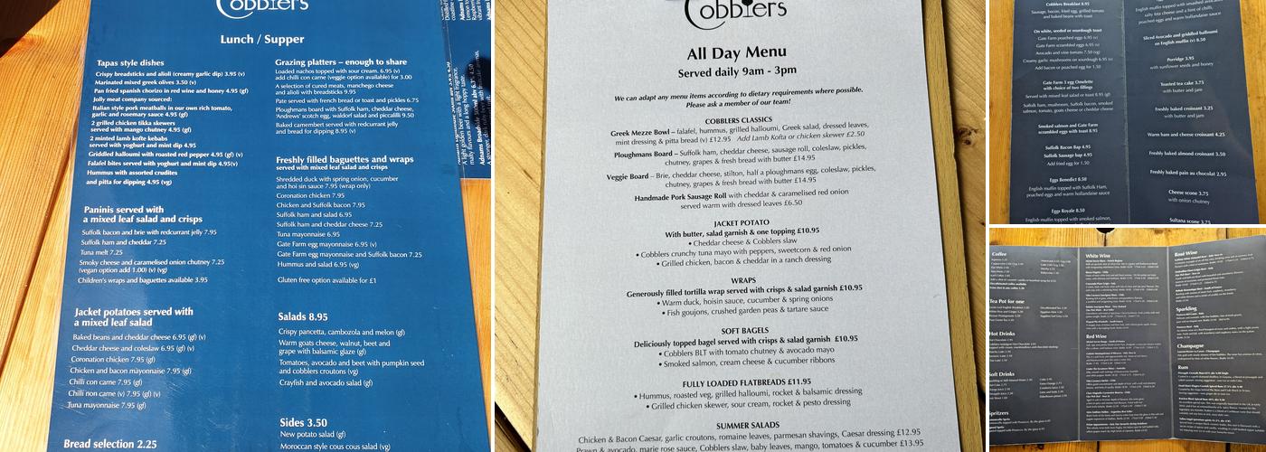 Cobbler's Café & Wine Bar Menu