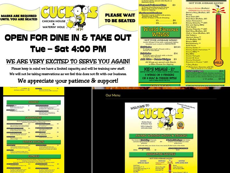 Cuckoos Chicken House Menu